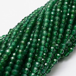 Green Dyed Natural White Jade Round Beads Strands, Faceted, Green, 4mm, Hole: 1mm, about 92pcs/strand, 15.3 inch