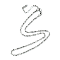 Couleur Acier Inoxydable 304 collier de chaîne de corde en acier inoxydable pour hommes femmes, couleur inox, 15.98 pouce (40.6 cm)