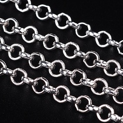 Silver Iron Rolo Chains, Belcher Chain, Soldered, Nickel Free, with Spool, Silver Color Plated, Size: about 3mm in diameter, 1mm thick, about 328.08 Feet(100m)/roll