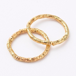 Golden Iron Textured Jump Rings, Open Jump Rings, for Jewelry Making, Golden, 15x1mm, 18 Gauge, Inner Diameter: 12mm, 1000pcs/bag