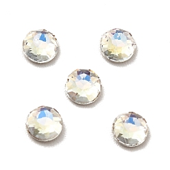 Moonlight K9 Glass Rhinestone Cabochons, Flat Back & Back Plated, Faceted, Flat Round, Moonlight, 4x2mm