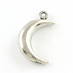 Antique Silver Moon Alloy Pendants, Tibetan Style, Cadmium Free & Nickel Free & Lead Free, Antique Silver, 18x10.5x4mm, Hole: 1mm, about 800pcs/1000g