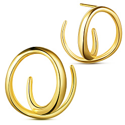 Real 18K Gold Plated SHEGRACE 925 Sterling Silver Stud Earrings, Real 18K Gold Plated, 18x18.5mm