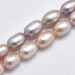 Couleur Mélangete Brins de perles de culture d'eau douce naturelles, riz, couleur mixte, 6~9x5~6mm, Trou: 0.8mm, Environ 48 pcs/chapelet, 13.78 pouce (35 cm)