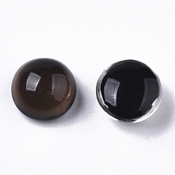 Negro Cabujones de vidrio translúcido, El color cambiará con diferentes temperaturas., media vuelta / cúpula, negro, 10x6.5 mm