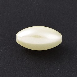 Jaune Clair Perles de nacre en plastique ABS, riz, jaune clair, 13.5x7.5mm, Trou: 1.6mm, environ1428 pcs / 500 g