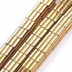 Golden Plated Electroplate Non-Magnetic Synthetic Hematite Beads Strands, Cube, Golden Plated, 4x4x4mm, Hole: 0.5mm, about 98pcs/strand, 15.7 inch(40cm)