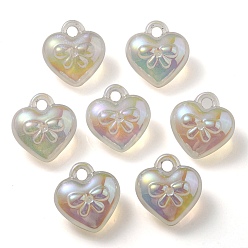 Old Lace Luminous UV Plating Transparent Acrylic Pendants, Glow in The Dark, Heart Charm, Old Lace, 18x17x10mm, Hole: 3mm