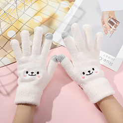 Smiling Face Velvet Full Finger Gloves, Cute Women Winter Warm Gloves, Lovely Wind Proof Gloves, Smiling Face Pattern, 24.7cm
