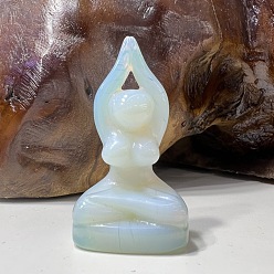 Opalite Figurines de déesse du yoga sculptées en opalite, pour le bureau à domicile, ornement feng shui, 50~60mm