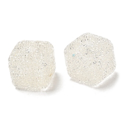 White Resin Beads, with Rhinestone, Drusy Cube, White, 16x16x16mm, Hole: 3.6mm