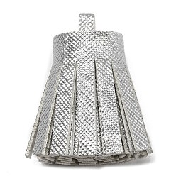 Серебро Подвески из искусственной кожи с кисточками, серебряные, 36x20~25 мм, отверстие : 6x5.4 мм