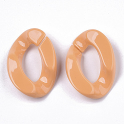 Orange Anneaux de liaison acryliques opaques, connecteurs à liaison rapide, pour faire des chaînes, torsion, orange, 30x21x6mm, diamètre intérieur: 16x8 mm