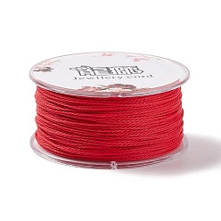 Red Round Waxed Polyester Cord, Twisted Cord, Red, 1mm, about 49.21 Yards(45m)/Roll