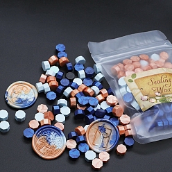 Marine Blue Sealing Wax Particles, for Retro Seal Stamp, Octagon, Marine Blue, 9mm, about 100pcs/bag