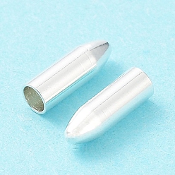 Silver 304 Stainless Steel Cord Ends, Bullet, Silver, 7.5x2.5mm, Hole: 2mm