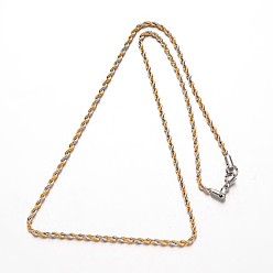 Золотой & Цвет Нержавеющей Стали 304 из нержавеющей стальной трос цепи ожерелья, с карабин-лобстерами , золотые и нержавеющая сталь цвет, 23.7 дюйм (60.1 см), 3 мм