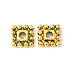 Antique Golden Tibetan Style Spacer Beads, Lead Free & Cadmium Free, Square, Antique Golden, 7x7x2mm, Hole: 2mm