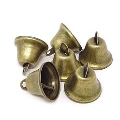 Antique Bronze Iron Bell Pendants, Antique Bronze, 38x36mm, Hole: 4mm