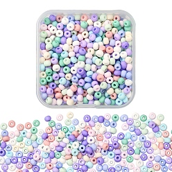 Couleur Mélangete 6/0 perles de rocaille de verre, Ceylan, trou rond, ronde, couleur mixte, 4~4.5x3mm, Trou: 1~1.2mm, environ 550 pc, 56 g / boîte