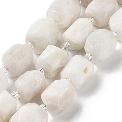 White Moonstone Natural White Moonstone Beads Strands, Nuggets, Faceted, with Seed Beads, 14~17x11~14x9~13.5mm, Hole: 1mm, about 20~22pcs/strand, 15.16~15.75 inch(38.5~40cm)