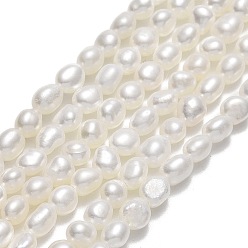 Lino Hilos de perlas de agua dulce cultivadas naturales, dos lados pulidos, lino, 4~5x4x3.5~4 mm, agujero: 0.6 mm, sobre 75~76 unidades / cadena, 14.17'' (36 cm)