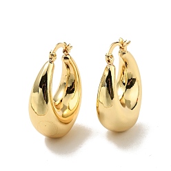 Real 18K Gold Plated Rack Plating Brass Chunky Hoop Earrings for Women, Cadmium Free & Lead Free, Real 18K Gold Plated, 32.5x24x11.5mm, Pin: 0.5x1.5mm