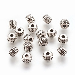Antique Silver Tibetan Style Alloy Spacer Beads, Rondelle, Cadmium Free & Nickel Free & Lead Free, Antique Silver, 7mm, Hole: 1mm