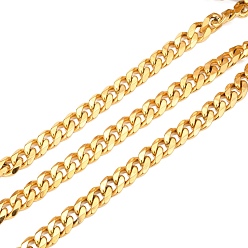 Oro Cadenas de eslabones cubanos de oro para hombres, cadenas gruesas, 304 cadenas de acero inoxidable, sin soldar, con carrete, dorado, 13x10.2x4.6 mm, aproximadamente 32.8 pies (10 m) / rollo