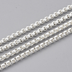 Silver 304 Stainless Steel Box Chains, Venetian Chains, Unwelded, with Spool, Silver Color Plated, 3x3x1.5mm, about 32.8 Feet(10m)/roll