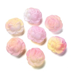Pink Perles de résine à changement de lumière, perles de fleurs de camélia, rose, 18x19.5x11.5mm, Trou: 2mm, environ270 pcs / 500 g