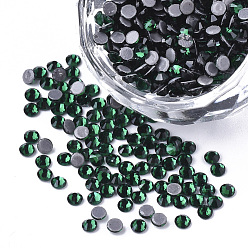 Esmeralda Hotfix rhinestone, cabujones traseros planos de diamantes de imitación de cristal, semicírculo, esmeralda, ss 10, 2.7~2.8x1 mm, sobre 1440 unidades / bolsa