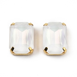 Cristal Aurora (jm) coser en diamantes de imitación, diamantes de imitación de cristal facetado, Enlaces multifilares, con monturas de latón dorado, octágono rectángulo, cristal, 18x13x7.5 mm, agujero: 1.2 mm