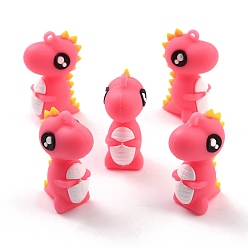 Pink Colgantes de dinosaurio de dibujos animados de pvc, para hacer diy llavero, rosa, 44x18x28 mm, agujero: 2.5 mm