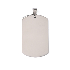Stainless Steel Color 201 Stainless Steel Rectangle Stamping Blank Tag Pendants, Stainless Steel Color, 50x29x1.5mm, Hole: 6mm