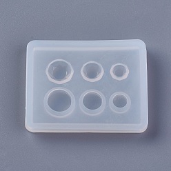 Blanc Moules en silicone, moules de résine, pour la résine UV, fabrication de bijoux en résine époxy, ronde, blanc, 49.5x39.5x5mm, diamètre intérieur: 6~10 mm