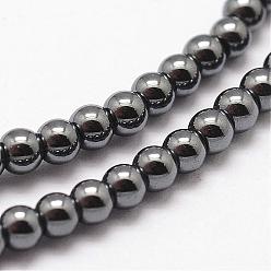 Magnetic Hematite Grade AA Magnetic Synthetic Hematite Bead Strands, Round, 3mm, Hole: 0.8mm, 1mm, about 165pcs/strand, 15.7 inch