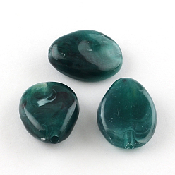 чирок Акриловые бусины с имитацией драгоценных камней в форме слезы, зелено-синие, 25x19x9 мм, Отверстие : 2 мм , около 180 шт / 500 г