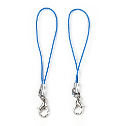 Royal Blue Polyester Cord Mobile Straps, with Platinum Plated Alloy Findings, Royal Blue, 6.5~7cm
