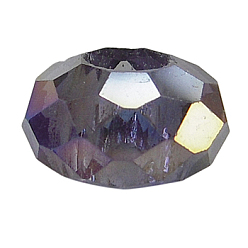 Purple Glass European Beads, Large Hole Beads, No Metal Core, Faceted, Rondelle, Purple, 14x8mm, Hole: 5mm