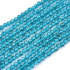 Bleu Ciel Foncé Chapelets de perles en verre, imitation quartz, facette, ronde, bleu profond du ciel, 2mm, Trou: 0.5mm, Environ 175 pcs/chapelet, 14.9 pouce (38 cm)
