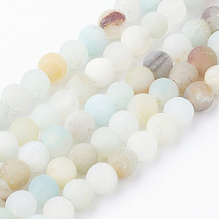 Flower Amazonite Natural Flower Amazonite Bead Strands, Round, Frosted, 4~4.5mm, Hole: 1.5mm, about 85~90pcs/strand, 14.9 inch(38cm)