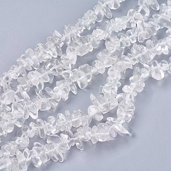 Clear Natural Quartz Crystal & Glass Beads Strands, Chip, Clear, 4~10x4~6x2~4mm, Hole: 1mm, about 210pcs/strand, 35.4 inch