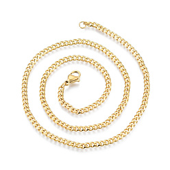Золотой 201 из нержавеющей стали кубинский звено цепи ожерелье мужские, золотые, 15.75 дюйм (40 см), широк: 3 мм