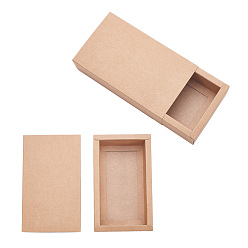 Bois Solide Boîte à tiroirs en papier kraft, boîte pliante, boîte à tiroirs, rectangle, burlywood, 17.2x10.2x4.2 cm, 16 pièces / kit