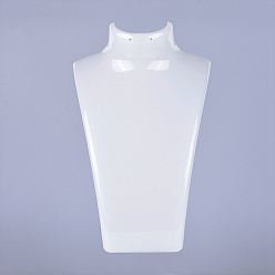 White Organic Glass Necklace & Earring Standing Bust Displays, White, 135x64x210mm