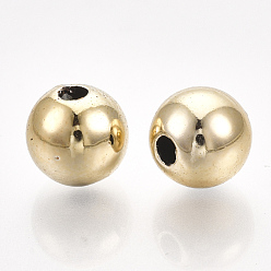 Golden Plated UV Plating ABS Plastic Beads, Round, Golden Plated, 6x5.5mm, Hole: 1.8mm