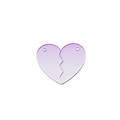 Lilac Gradient Color Acrylic Disc Keychain Blanks, with Random Color Ball Chains, Broken Heart, Lilac, Broken Heart: 41.5x25.5x2mm