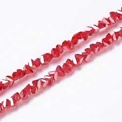 Rouge Chapelets de perles en verre transparentes  , de couleur plaquée ab , facette, triangle, rouge, 2.5x2x2mm, Trou: 0.9mm, Environ 144 pcs/chapelet, 9.84~10'' (25~25.4 cm)