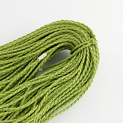 Vert Jaune Tressés cordons en cuir imitation, accessoires de bracelet ronds, vert jaune, 3x3mm, environ 103.89 yards (95m)/paquet